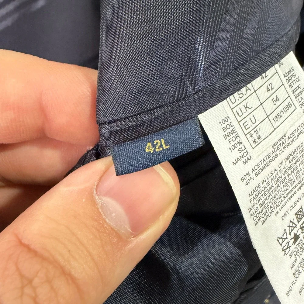 Brooks Brothers Mens 42L Long Slim Fit Blazer 1818 Regent Navy Wool Sport Coat